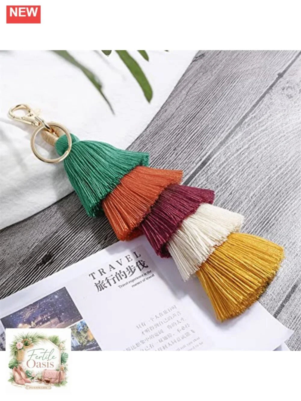 Boho Cotton Tassel Keychain Charm, Pom Pom Bag Decoration, Keyring for Women